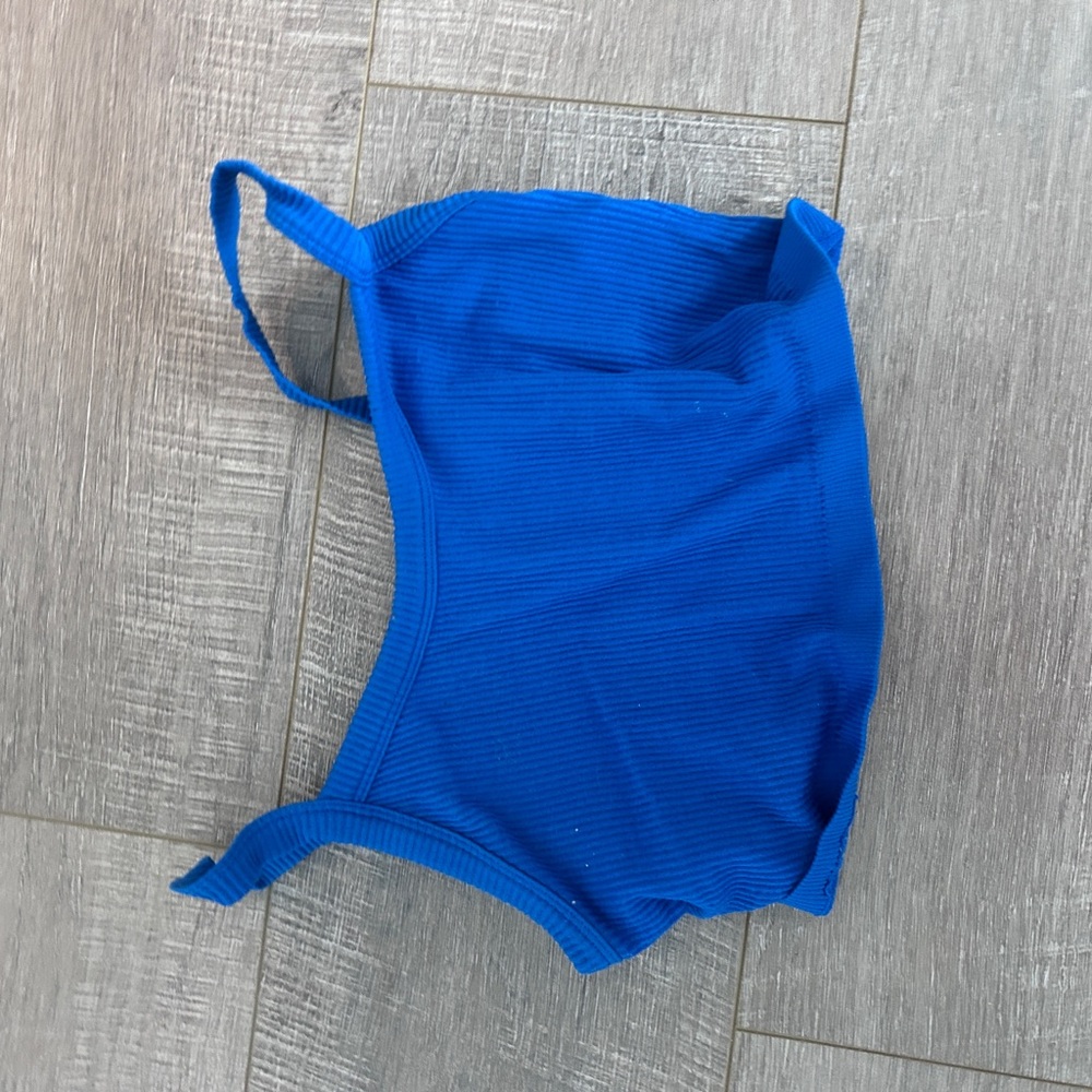 Stylish Blue Ribbed Tank Top